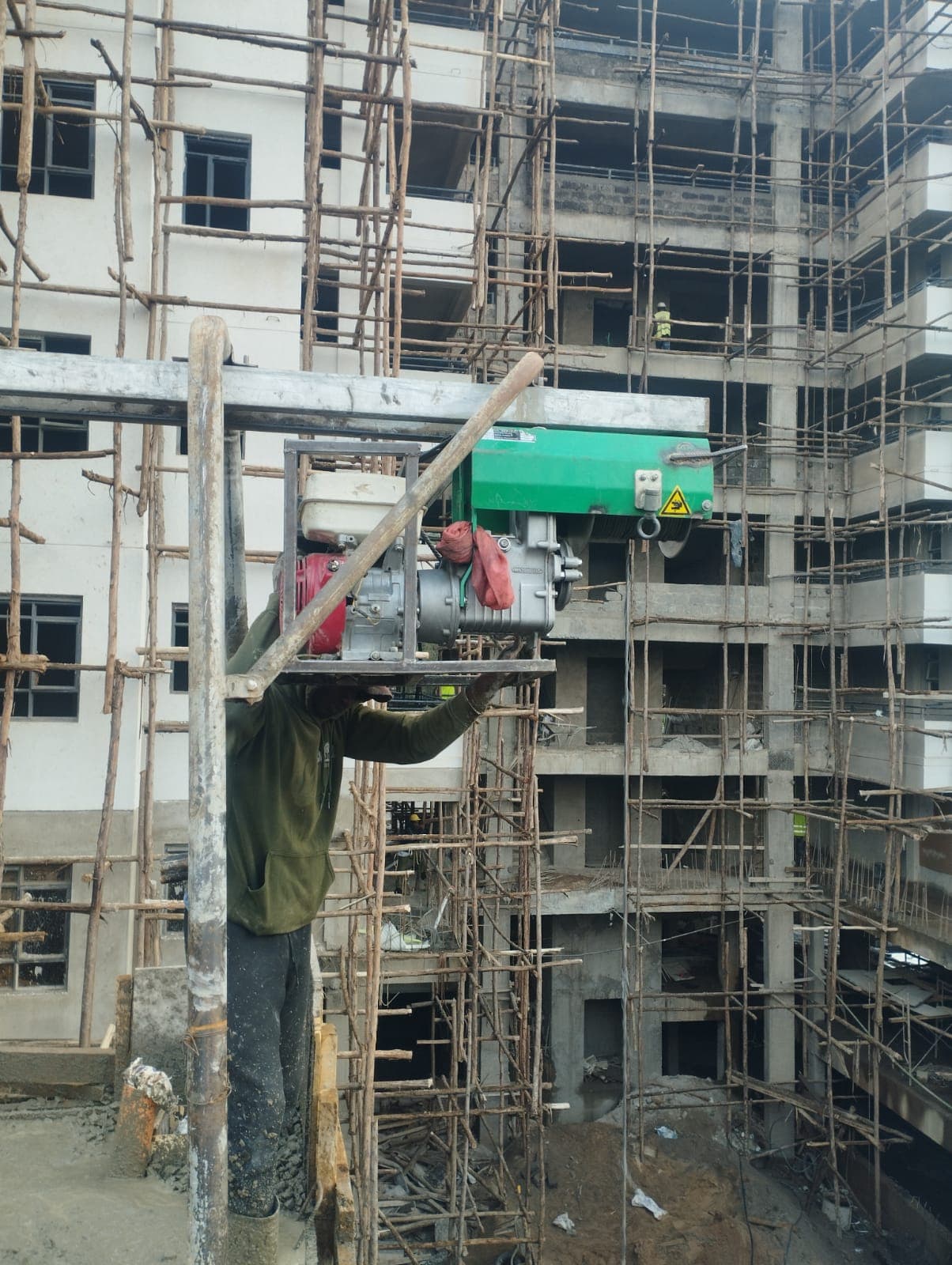 Material Hoist (Green Electric) — construction equipment available for hire in Nairobi and Kiambu